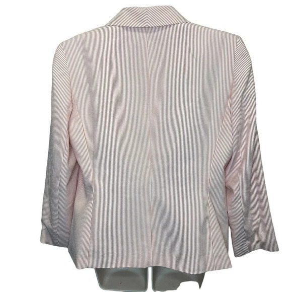 Le Suit pink textured pinstriped blazer jacket women’s sz 10 - Picture 2 of 7